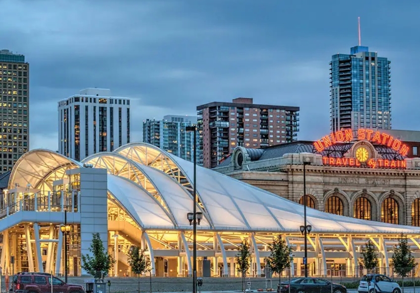 The exterior of Union Station in Denver, Colorado.