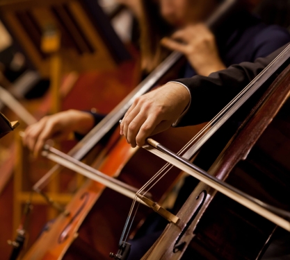 Two cellists playing cello.