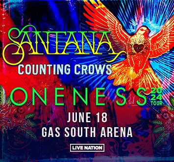 A colorful promotional poster for Santana and Counting Crows.